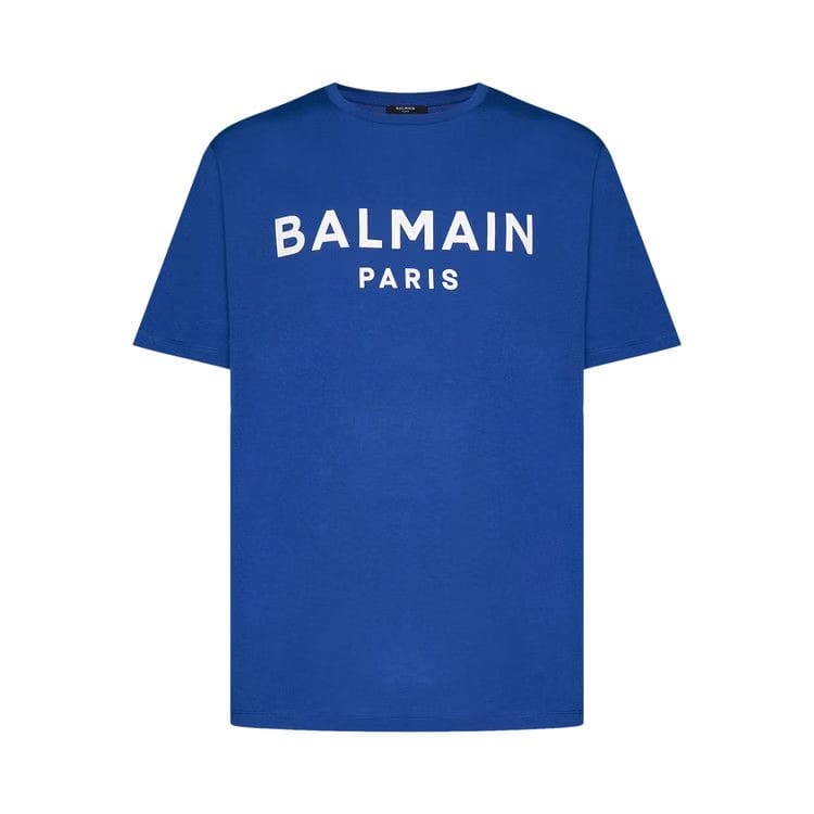 Balmain Straight Fit Printed T-Shirt Blue