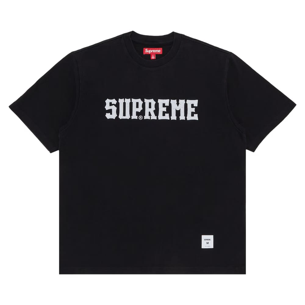 Supreme Twill Appliqué Shorts-Sleeve Top Black