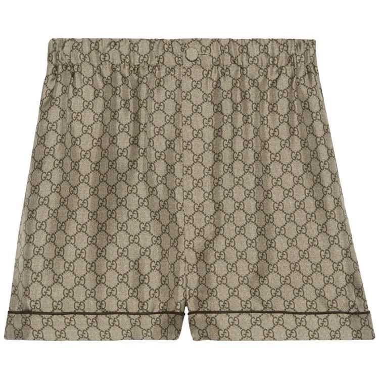 Gucci GG Supreme Silk Shorts Camel/Ebony