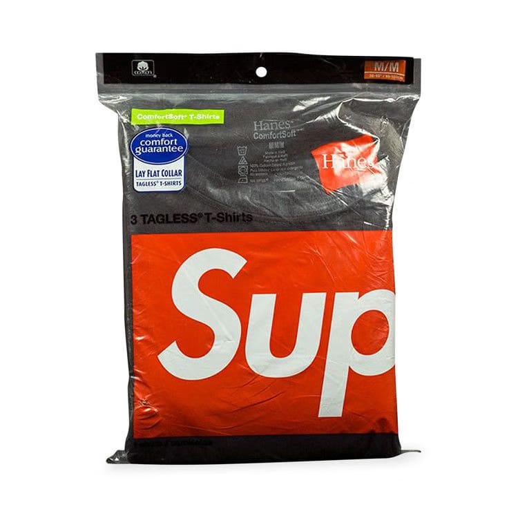 Supreme x Hanes 3-Pack Cotton Comfort Soft T-Shirt Black