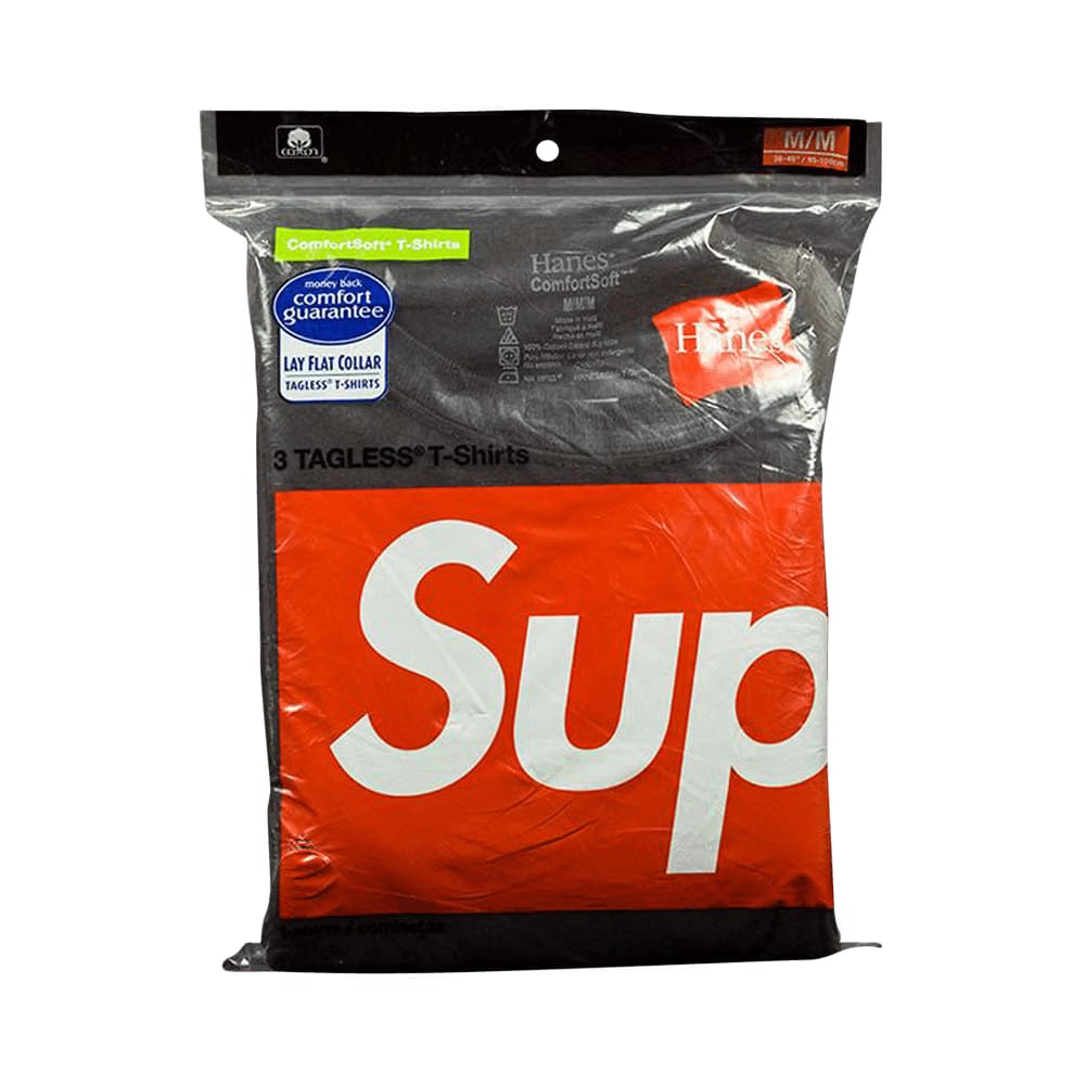 Supreme x Hanes 3-Pack Cotton Comfort Soft T-Shirt Black