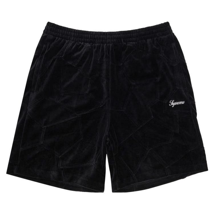Supreme Patchwork Velour Shorts Black