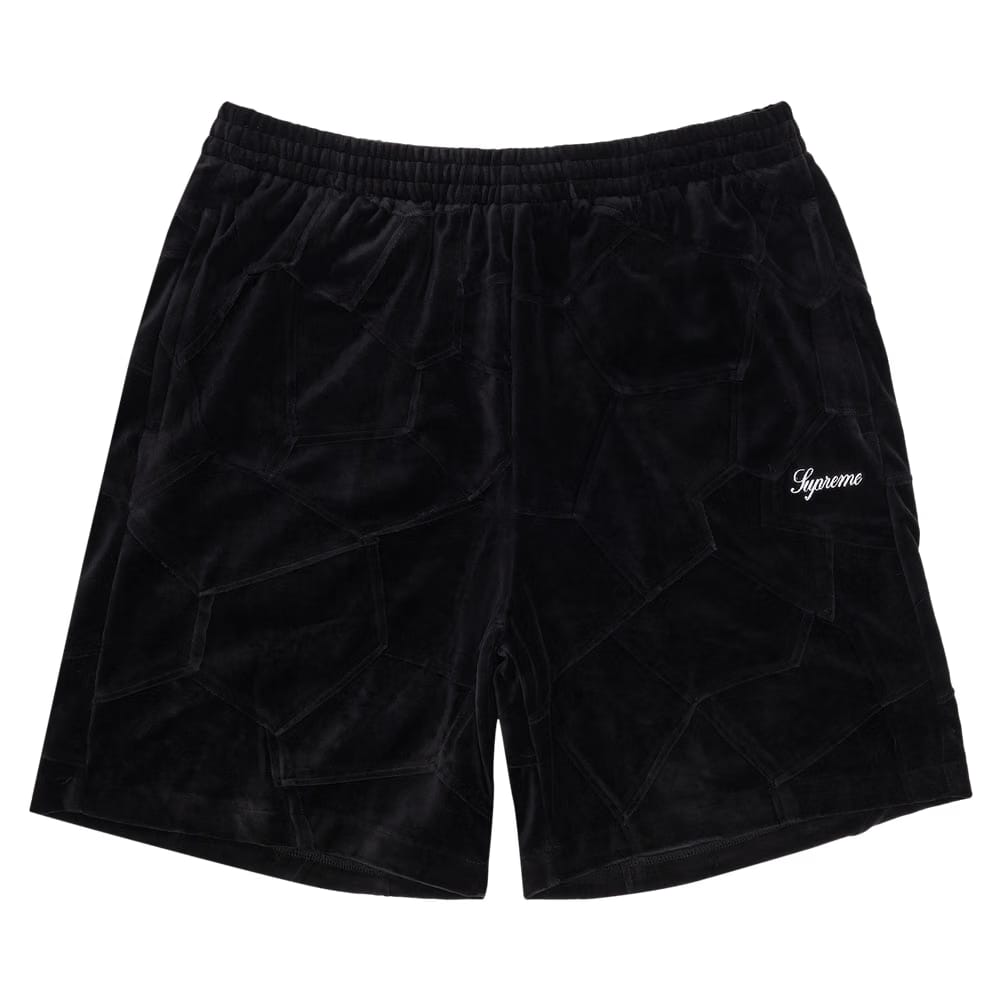 Supreme Patchwork Velour Shorts Black