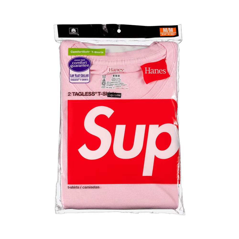 Supreme x Hanes Tagless Tees (2 Pack) Pink