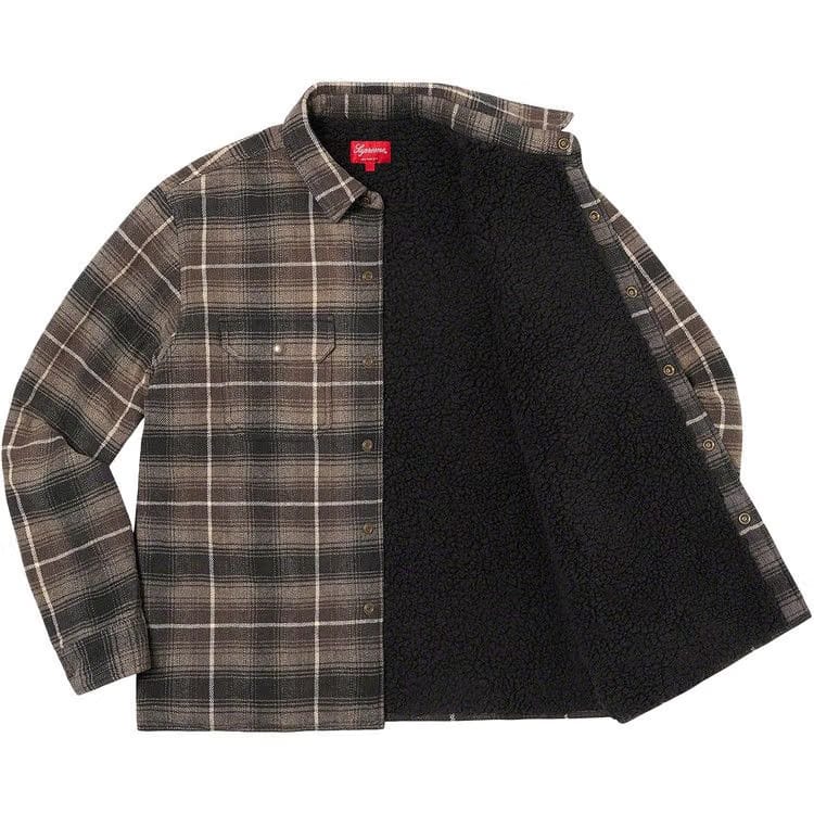 Supreme Shearling Lined Flannel Shirt Black