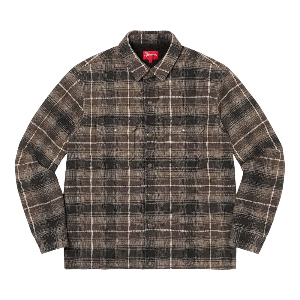 Supreme Shearling Lined Flannel Shirt Black