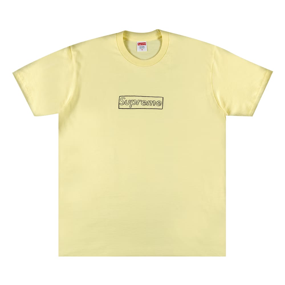 Supreme x KAWS Chalk Logo T-Shirt Pale Yellow