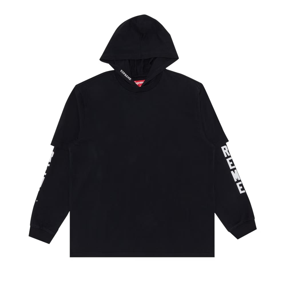 Supreme Layered Hooded Long-Sleeve Top Black