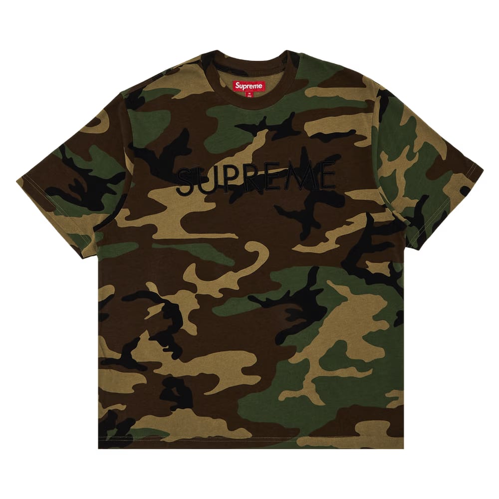 Supreme Capital Shorts-Sleeve Top Woodland Camo