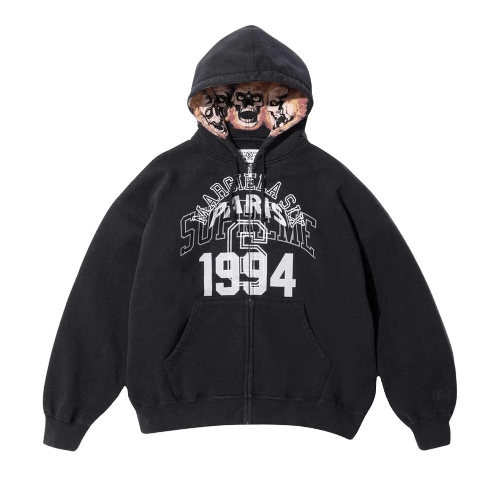 Supreme x MM6 Maison Margiela Zip Up Hoodie Black