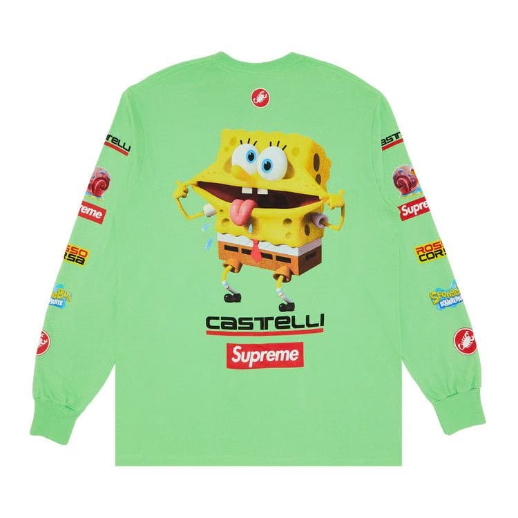 Supreme x Spongebob Squarepants x Castelli Racing Long-Sleeve T-Shirt Lime