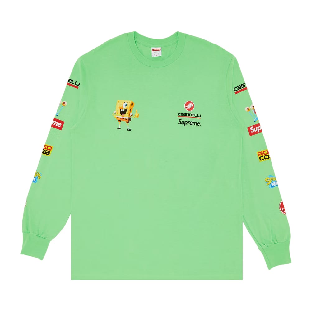Supreme x Spongebob Squarepants x Castelli Racing Long-Sleeve T-Shirt Lime