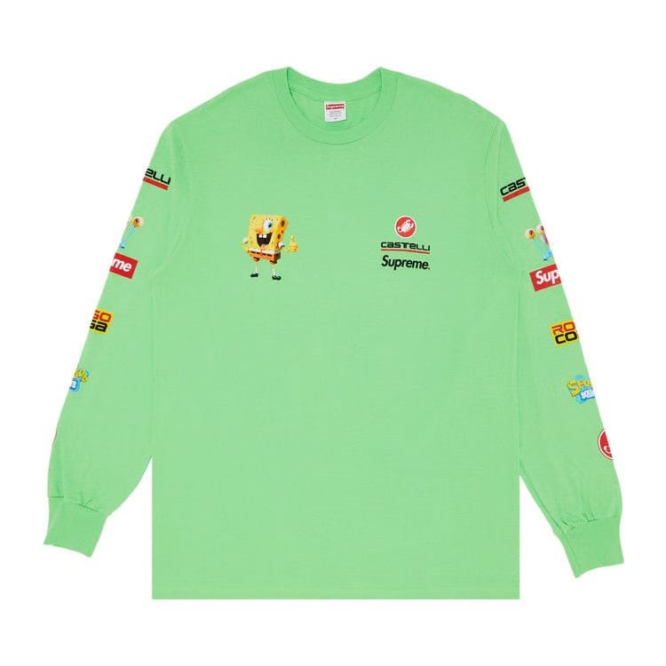 Supreme x Spongebob Squarepants x Castelli Racing Long-Sleeve T-Shirt Lime