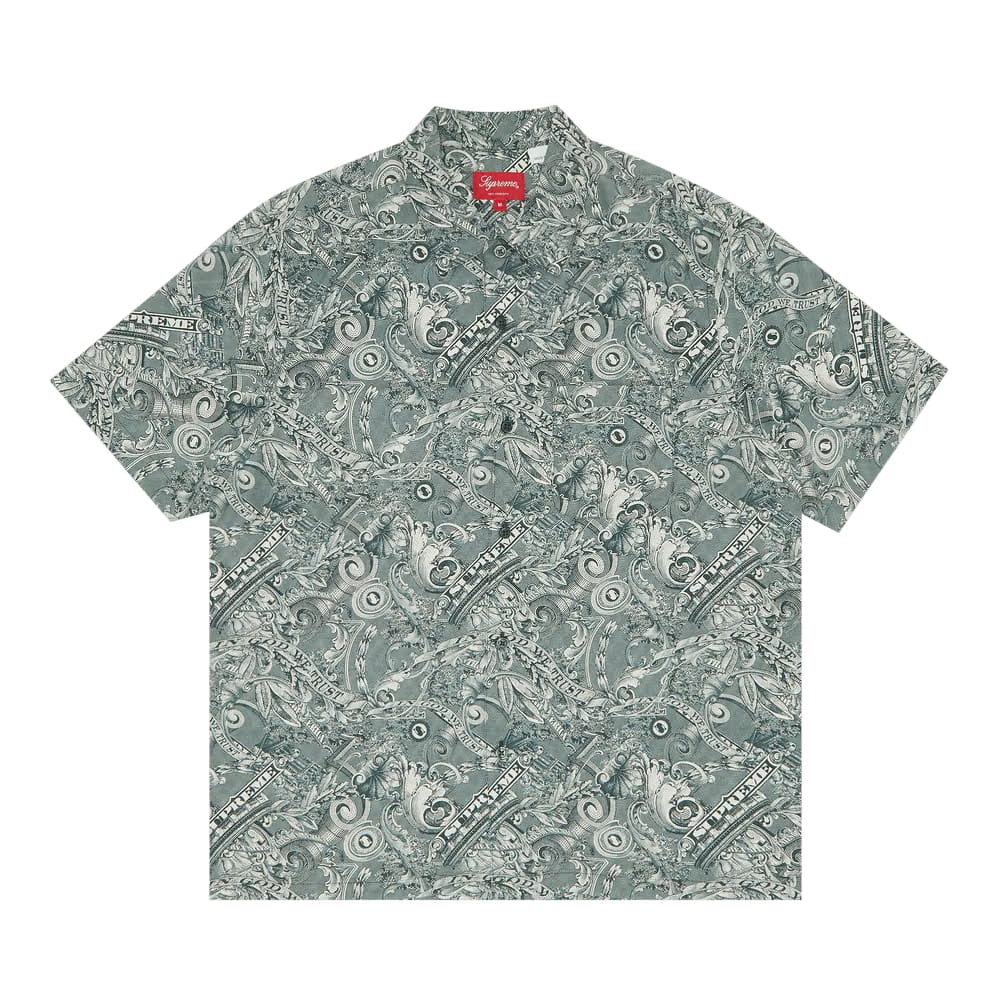 Supreme Dollar Shorts-Sleeve Shirt Green