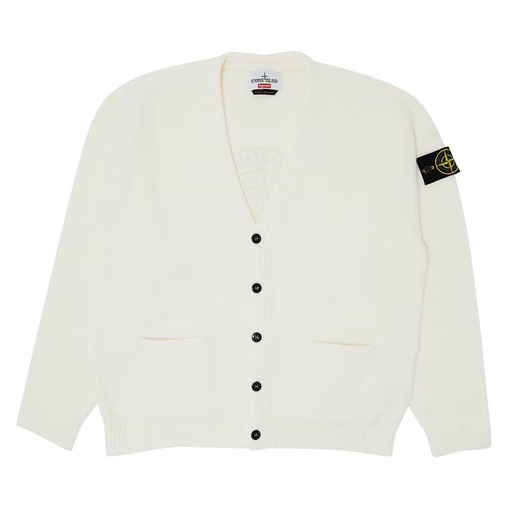 Supreme x Stone Island Bouclé Cardigan White