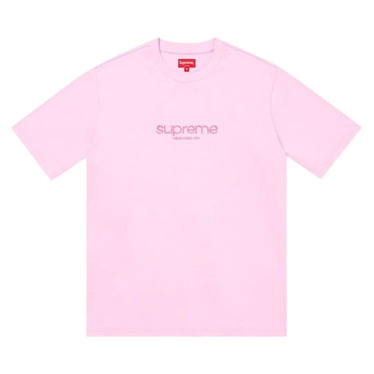 Supreme Beaded Logo Shorts-Sleeve Top Pink