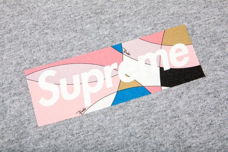 Supreme x Emilio Pucci Box Logo T-Shirt Heather Grey/Dusty Pink