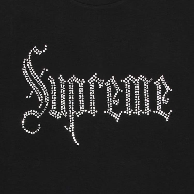Supreme Rhinestone Shorts-Sleeve Top Black