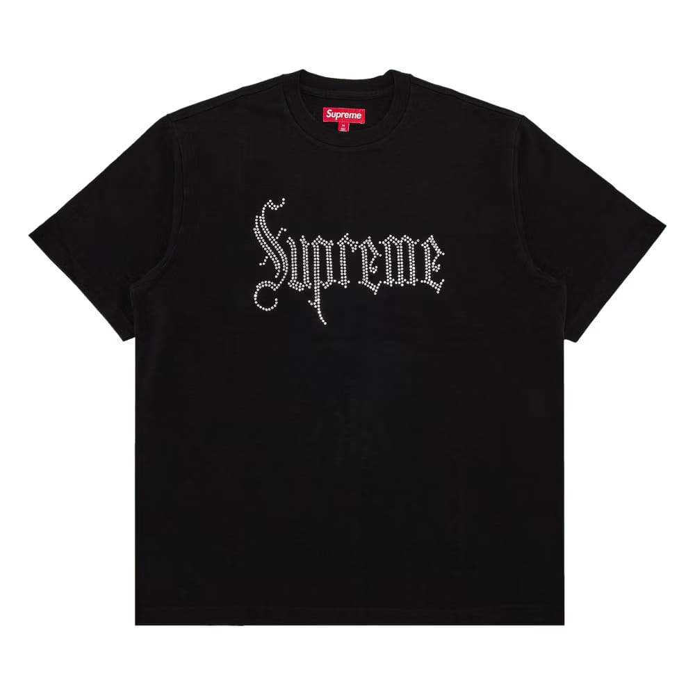 Supreme Rhinestone Shorts-Sleeve Top Black