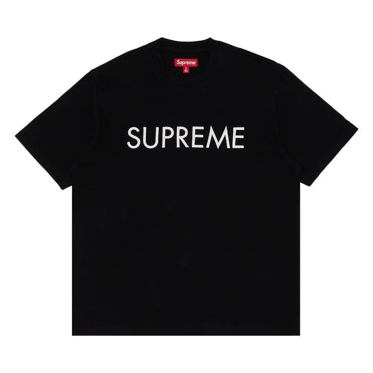 Supreme Capital Shorts-Sleeve Top Black