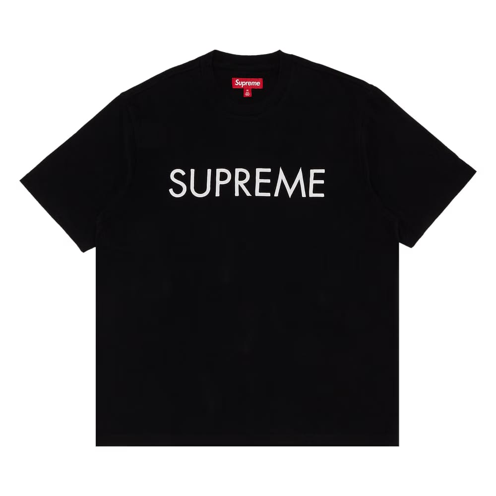 Supreme Capital Shorts-Sleeve Top Black