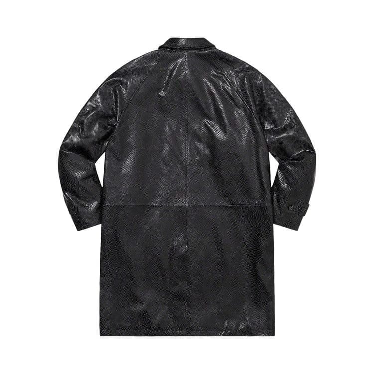 Supreme Leather Snake Trench Coat Black