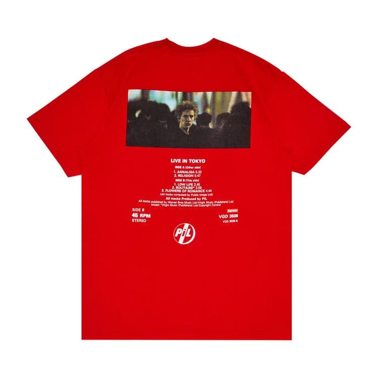 Supreme x PiL Live In Tokyo T-Shirt Red