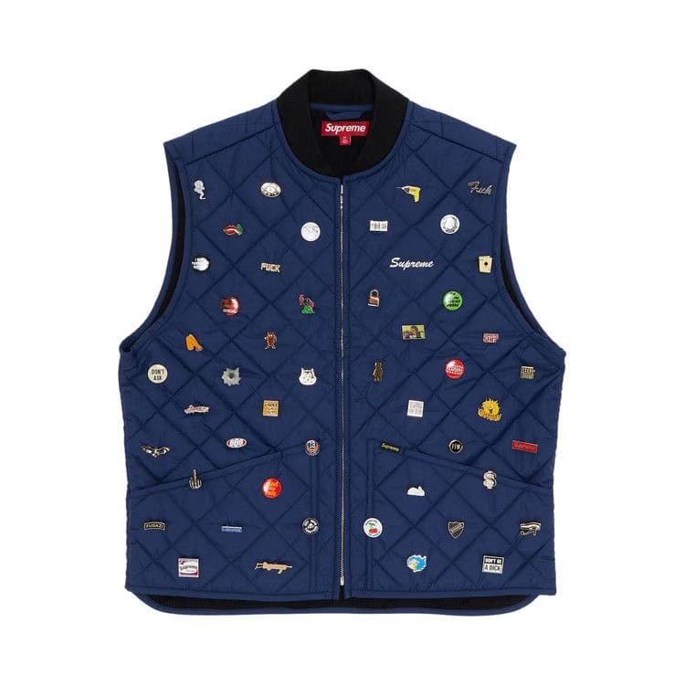 Supreme Pins Quilted Work Vest Navy