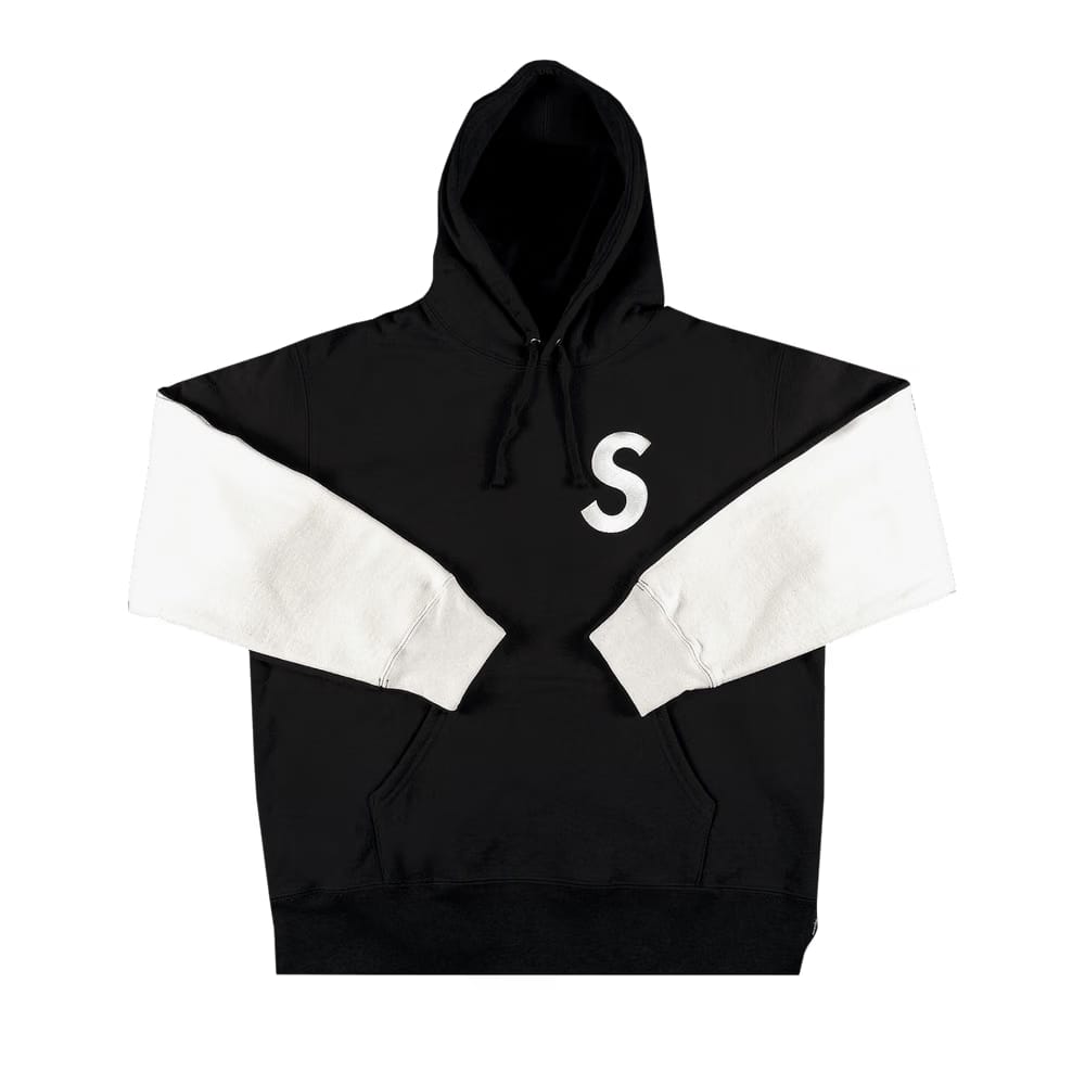Supreme S Logo Split Hoodie Black