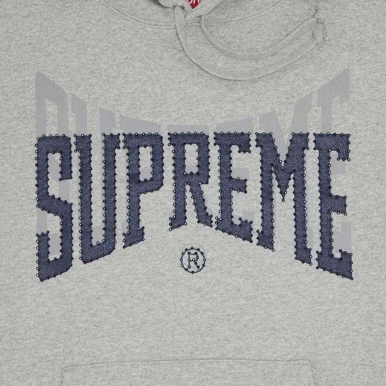Supreme Rhinestone Shadow Hoodie Heather Grey