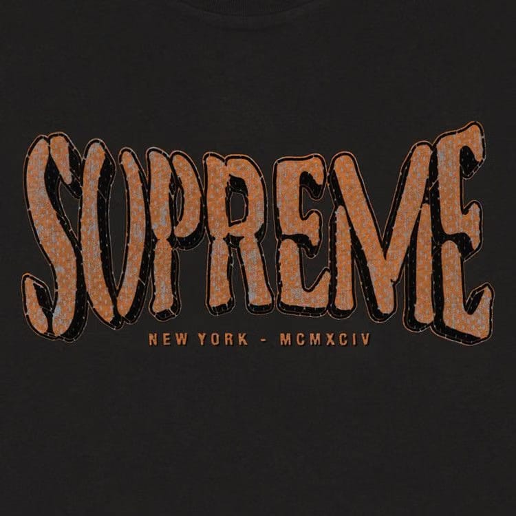 Supreme Flocked Washed Shorts-Sleeve Top Black