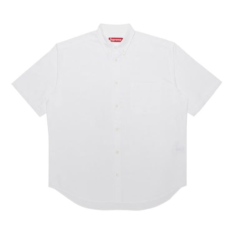 Supreme Loose Fit Shorts-Sleeve Oxford Shirt White