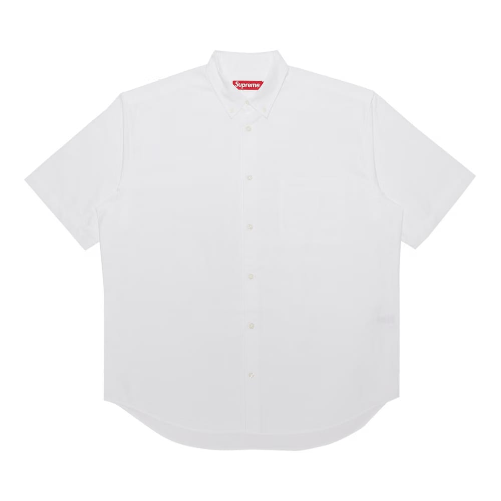 Supreme Loose Fit Shorts-Sleeve Oxford Shirt White