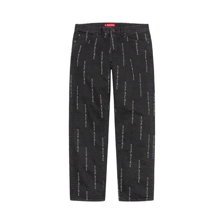 Supreme Logo Stripe Jacquard Regular Jean Black