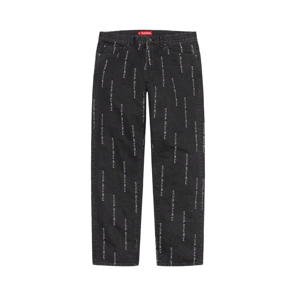 Supreme Logo Stripe Jacquard Regular Jean Black
