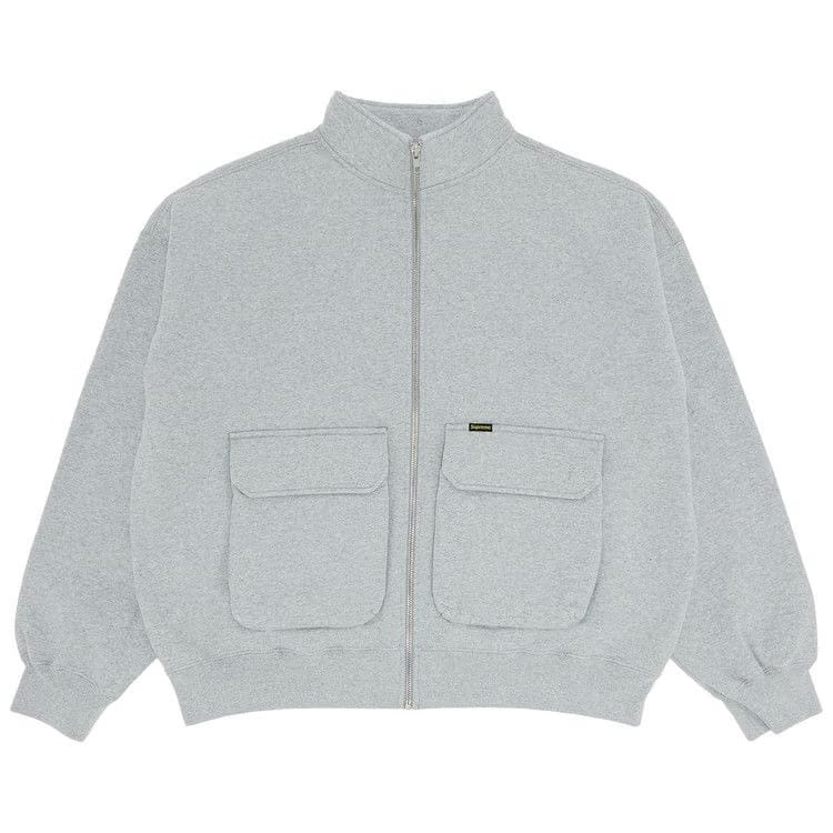 Supreme Cargo Pocket Zip Up Sweatshirt Heather Grey
