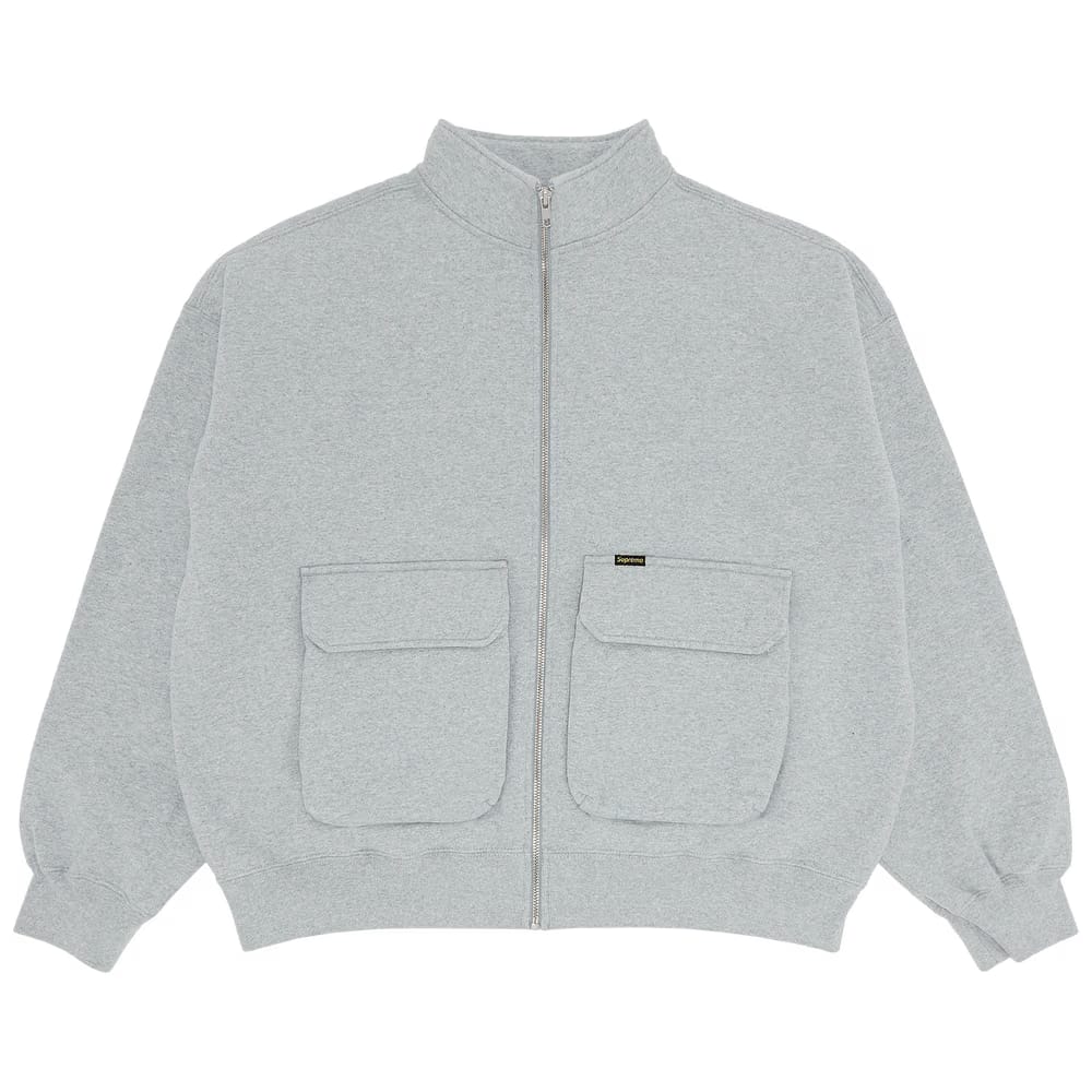 Supreme Cargo Pocket Zip Up Sweatshirt Heather Grey