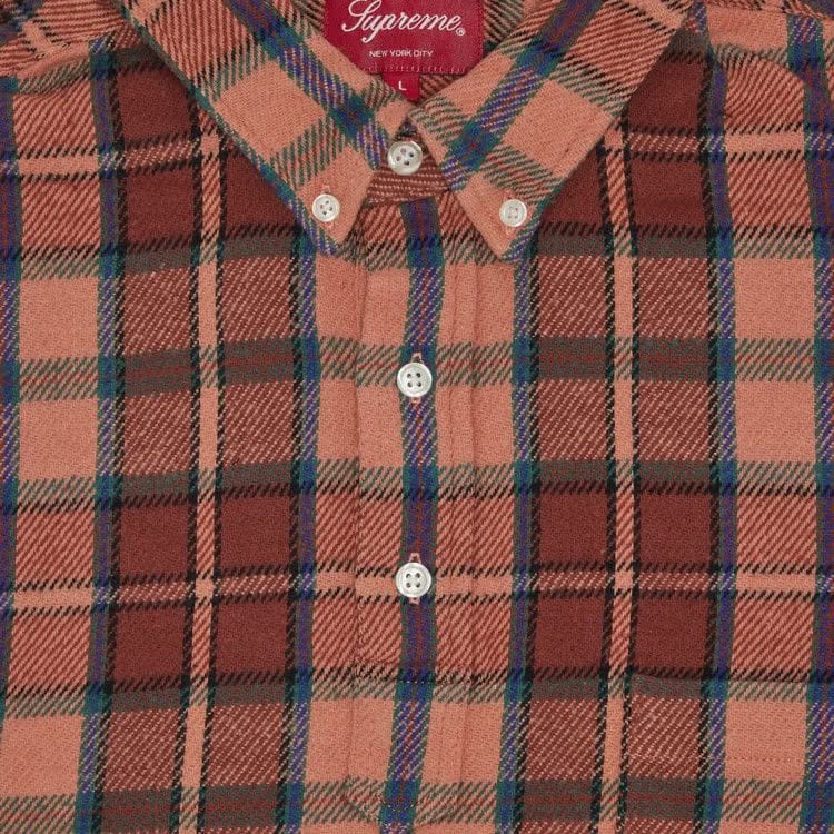 Supreme Pullover Plaid Flannel Shirt Pink