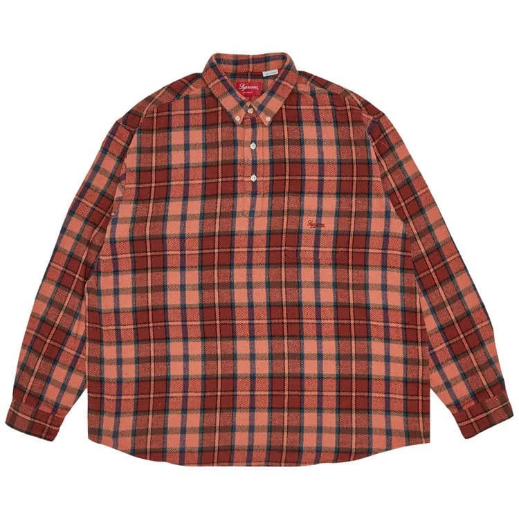 Supreme Pullover Plaid Flannel Shirt Pink