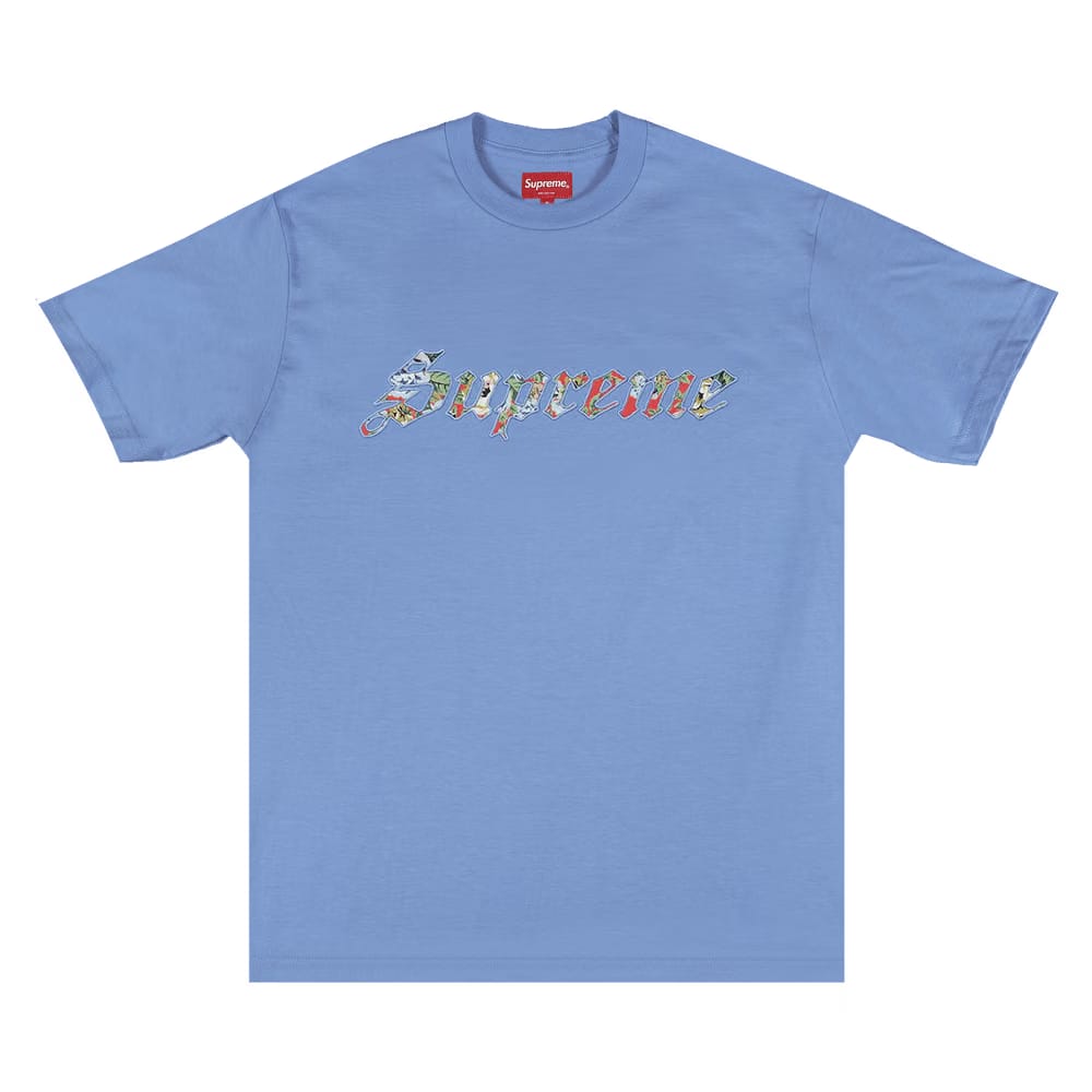 Supreme Floral Appliqué Shorts-Sleeve Top Light Blue