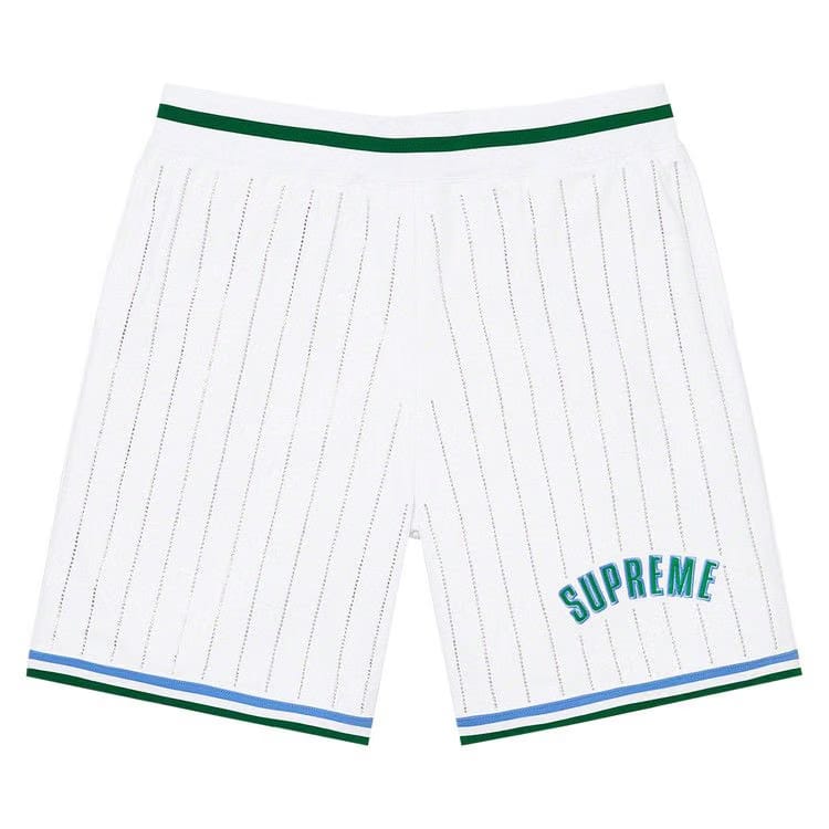 Supreme Rhinestone Stripe Basketball Shorts White