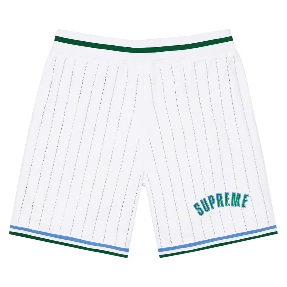 Supreme Rhinestone Stripe Basketball Shorts White