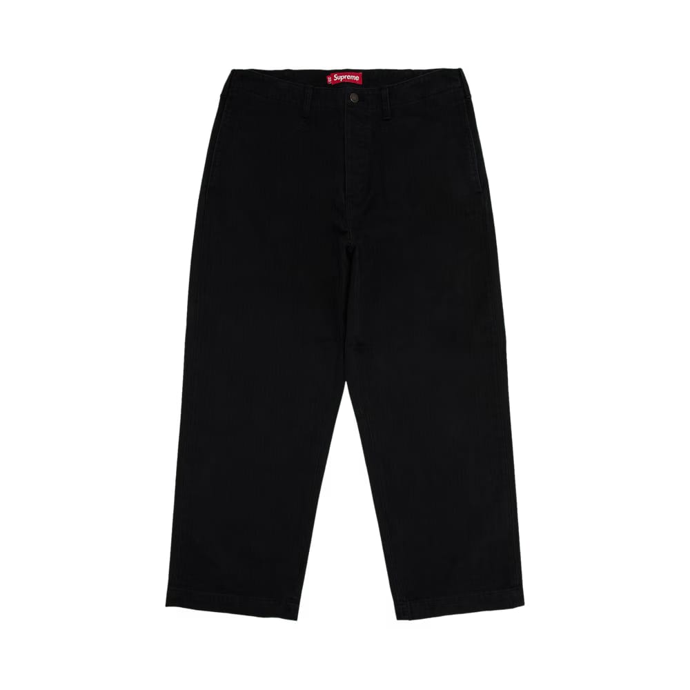 Supreme Washed Herringbone Chino Pant Black