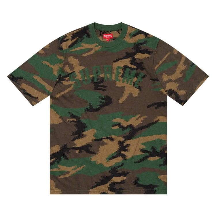 Supreme Intarsia Camo Shorts-Sleeve Top Woodland Camo