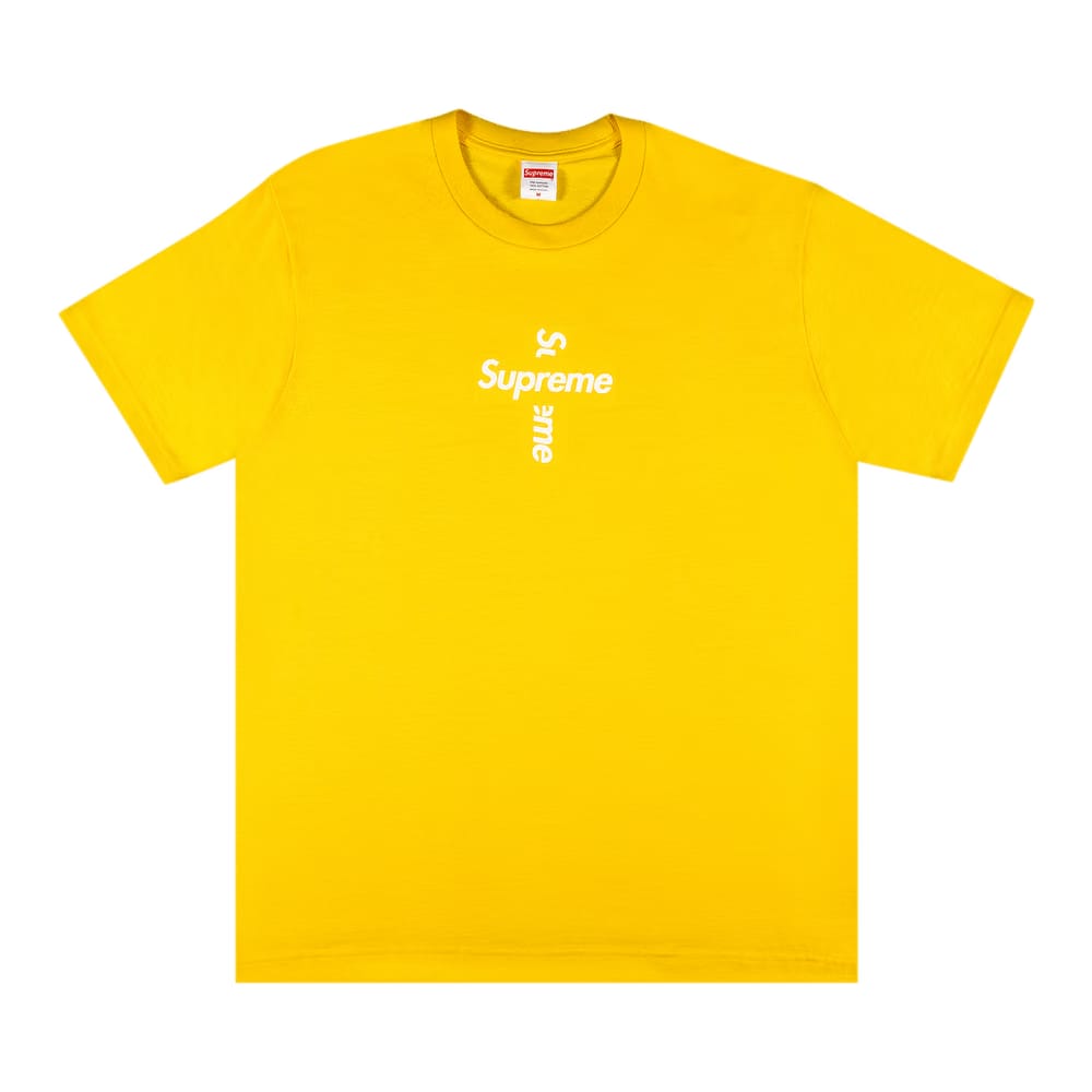 Supreme Cross Box Logo T-Shirt Yellow