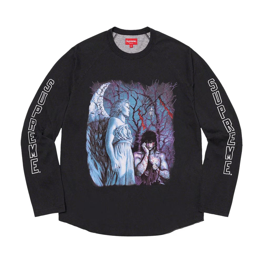 Supreme x The Crow Raglan Long-Sleeve Top Black Graveyard