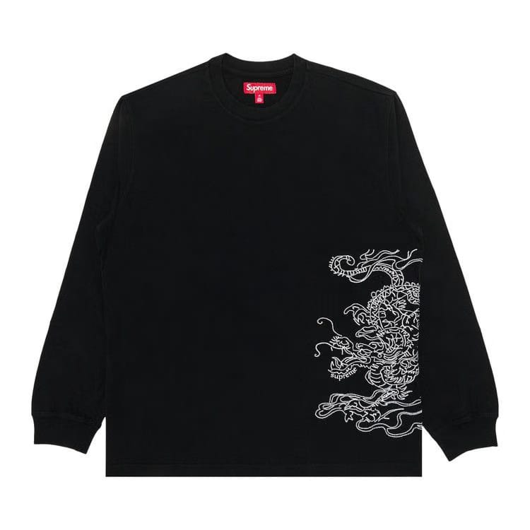 Supreme Dragon Embroidered Long-Sleeve Top Black