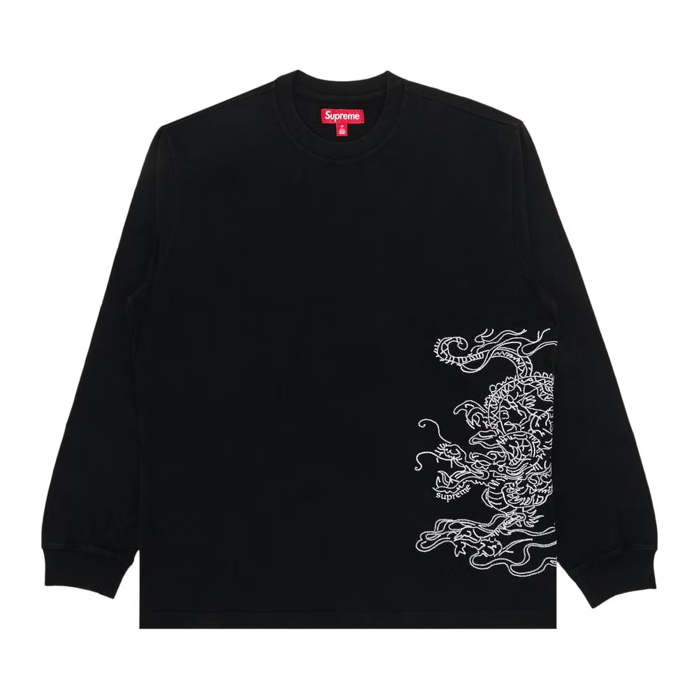 Supreme Dragon Embroidered Long-Sleeve Top Black