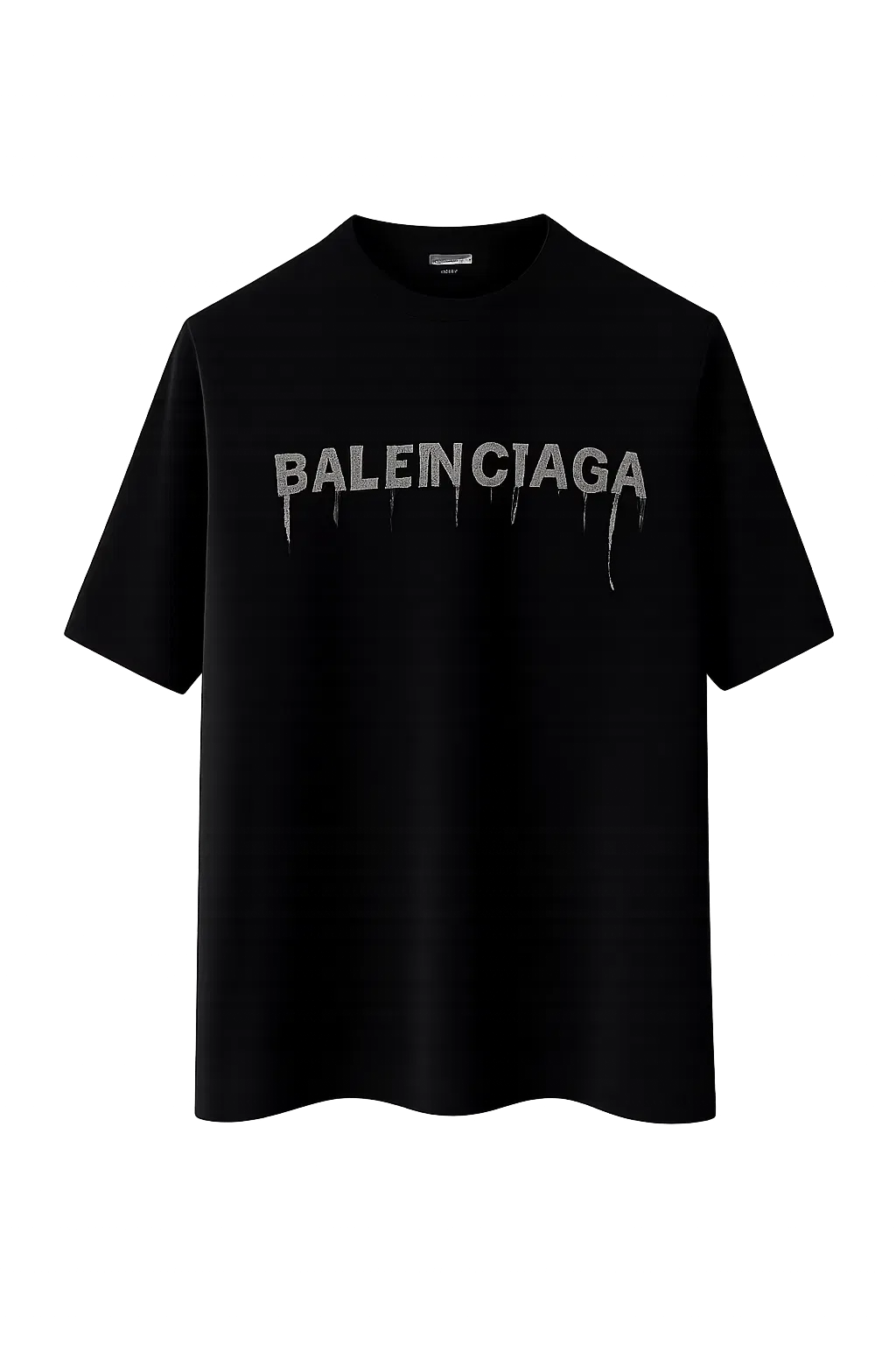 Balenciaga black cotton T-Shirt with a dripping logo print