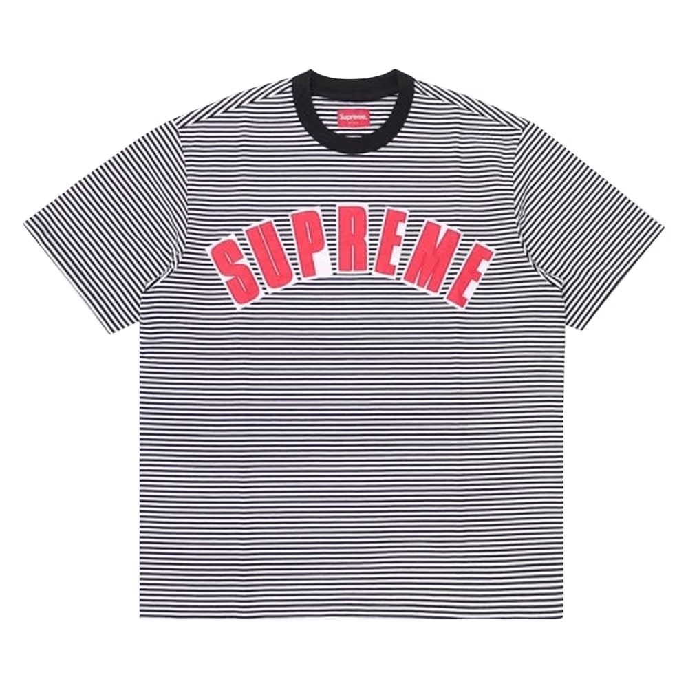 Supreme Arc Appliqué Shorts-Sleeve Top White Stripe